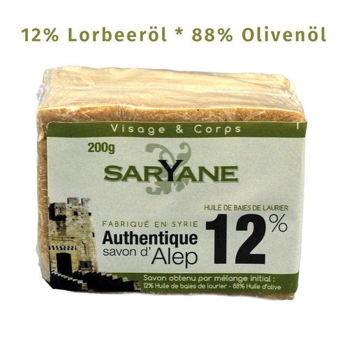 Aleppo Seife 88/12 aus Syrien Oliven-Lorbeeröl 200gr Saryane