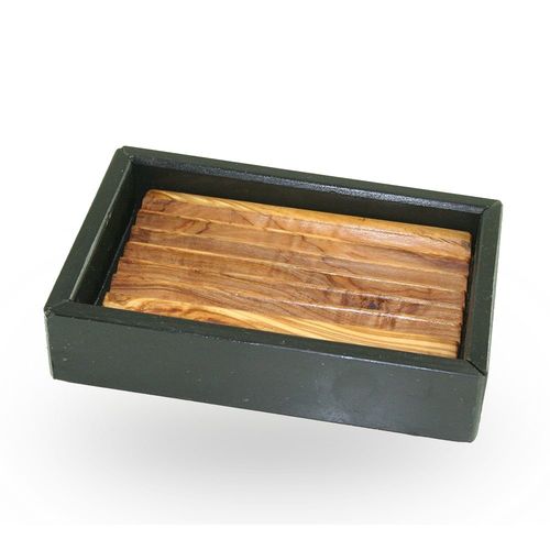 Soap dish olive wood with slate