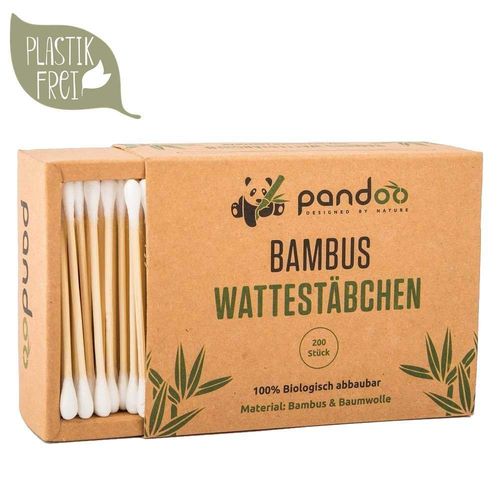 Bambus Wattestäbchen ohne Plastik mit Baumwolle by Pandoo