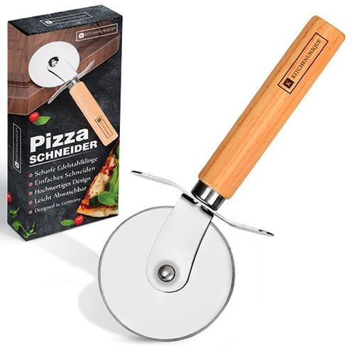 Pizzarad Holz Pizzaroller mit Metallrad