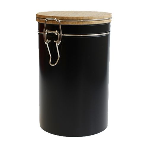 Storage tin coffee tin aroma proof round with bamboo lid