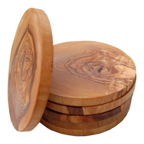 Round Olive Wood Cup Coaster Glass Coaster 12cm